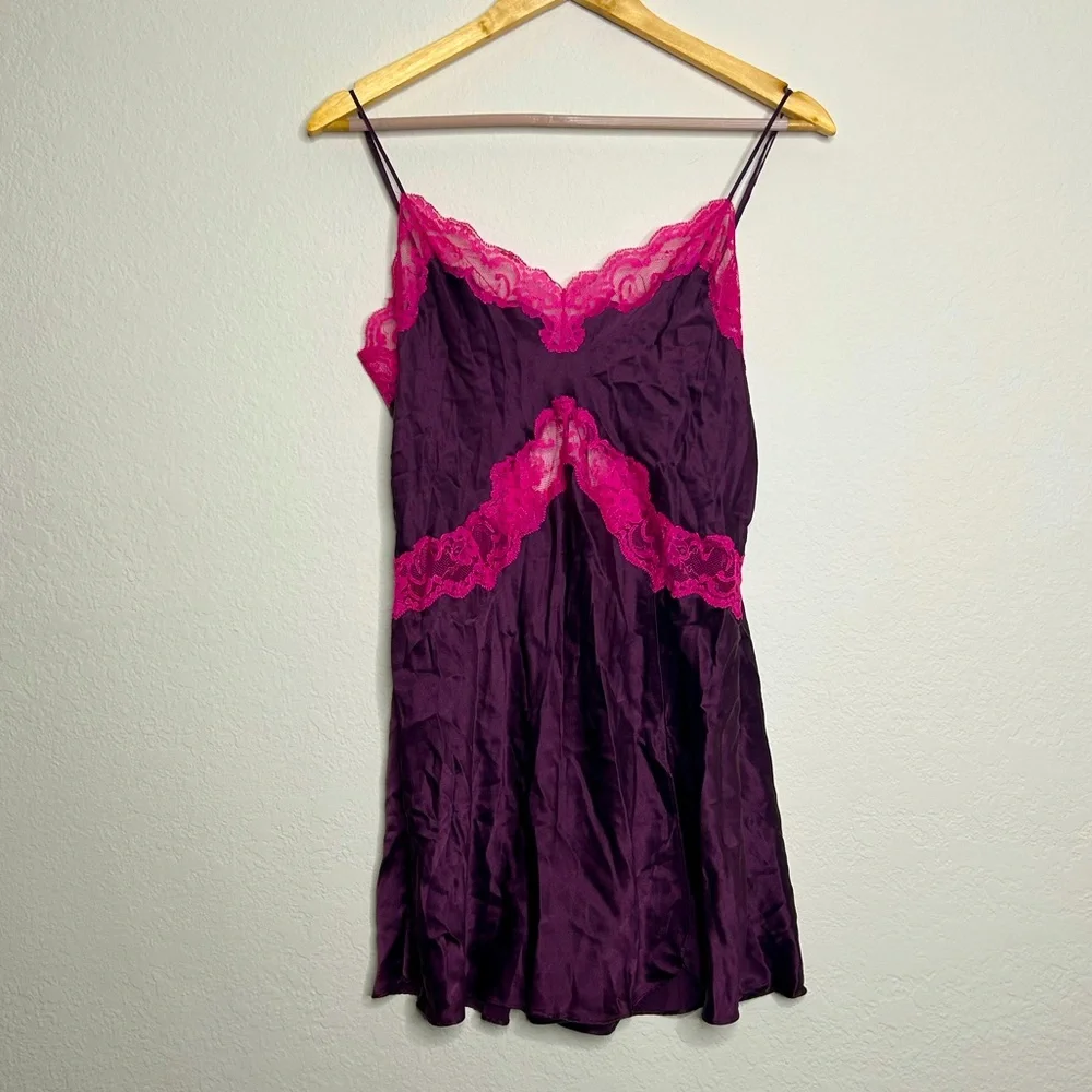 Vintage Victoria’s Secret purple & pink slip mini dress/top - Picture 1 of 15